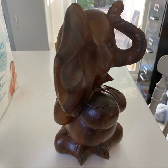 Vintage Wood Carved Elephant - Picture 10 of 13